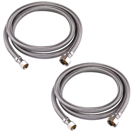 HAUSEN 60-Inch Stainless Steel Faucet Connector 3/8'' C X 1/2"FIP, Faucet Supply Line, 2PK HA-FC-108